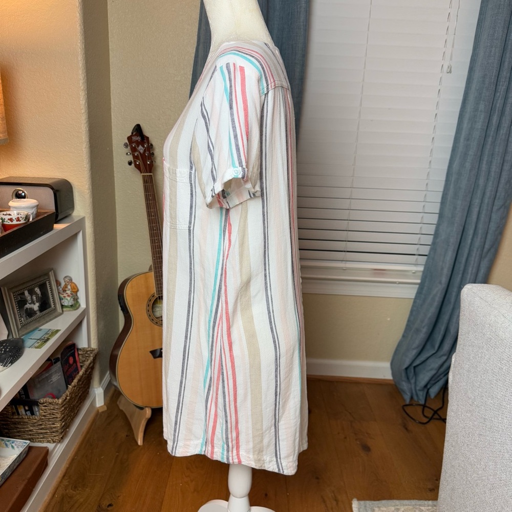 Anthropologie Cloth & Stone Striped Linen Blend Shift Dress Sz M - Picture 2 of 8